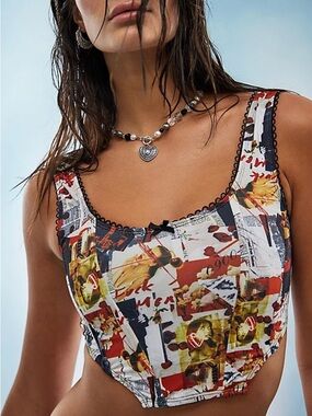 JADED LONDON Corset Bikini TOP WITH BOW magazine print